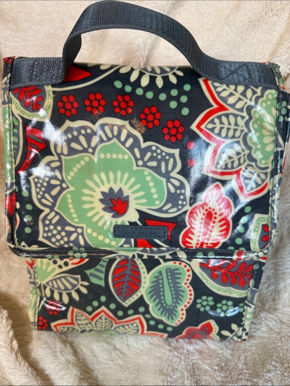 Vera Bradley Floral Insulated Lunch Tote – Navy, Red & Mint